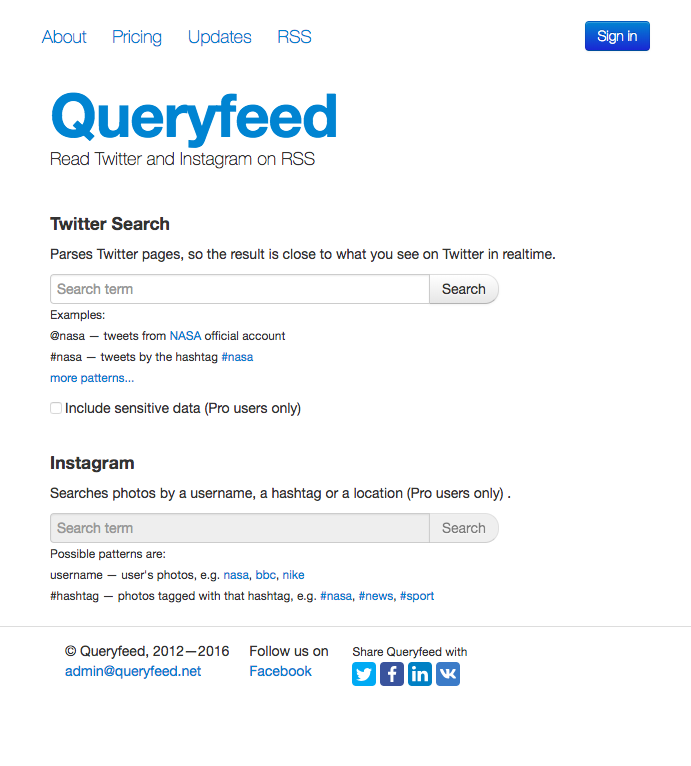 Queryfeedの公式サイトの画像