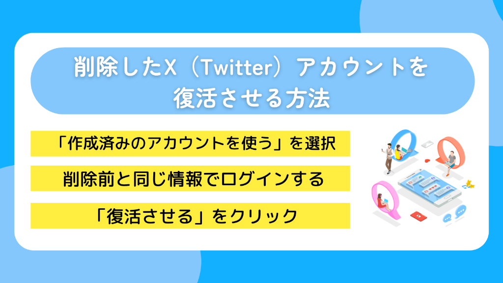 削除したX(Twitter)アカウントを復活させる方法