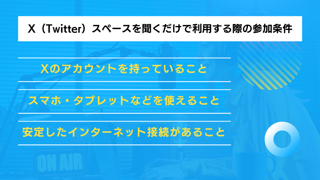 X（Twitter）スペースを聞くだけで利用する際の参加条件