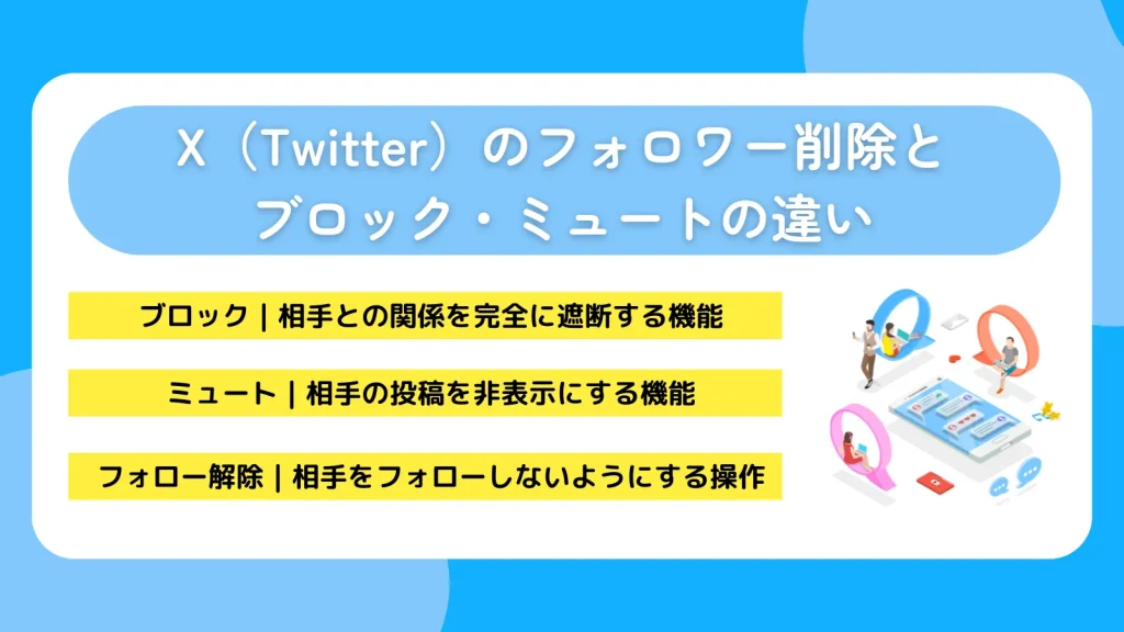 X(Twitter)のフォロワー削除とブロック・ミュートの違い