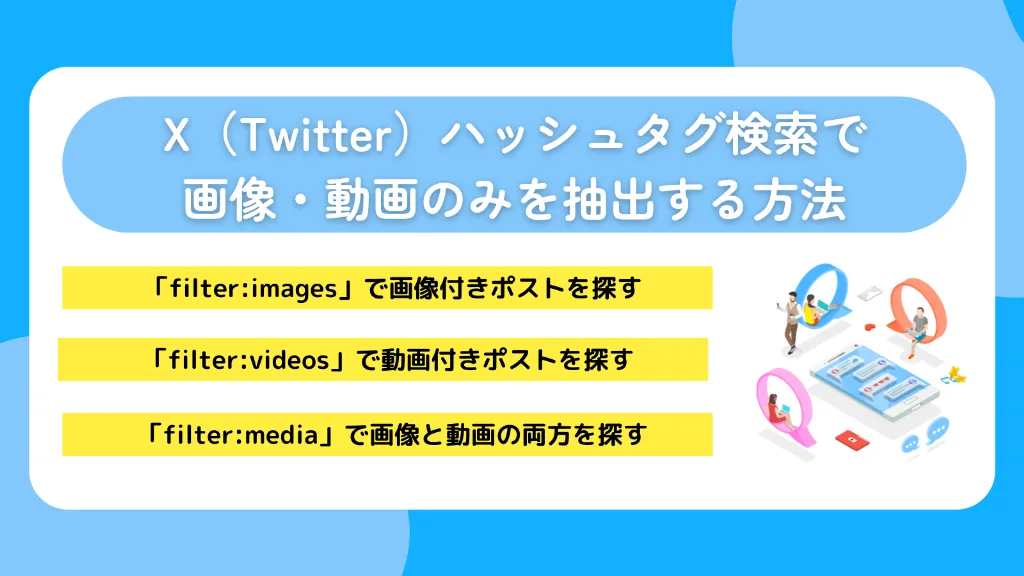 X(Twitter)ハッシュタグ検索で画像・動画のみを抽出する方法