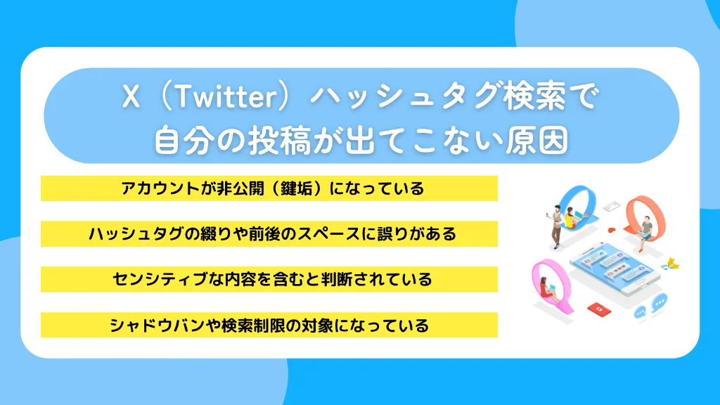 X(Twitter)ハッシュタグ検索で自分の投稿が出てこない原因