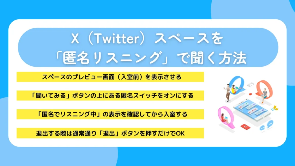 X（Twitter）スペースを「匿名リスニング」で聞く方法