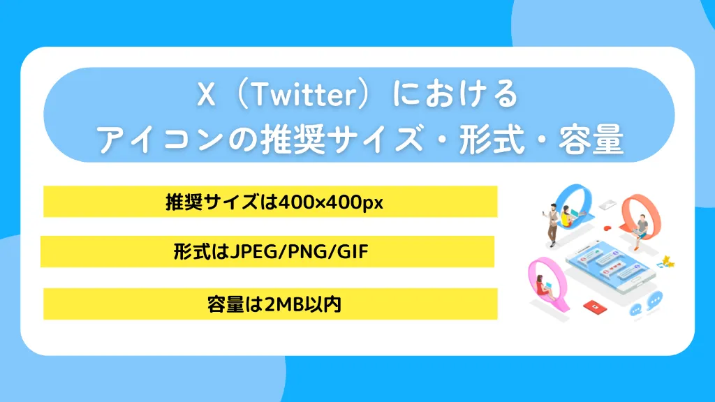 X（Twitter）におけるアイコンの推奨サイズ・形式・容量