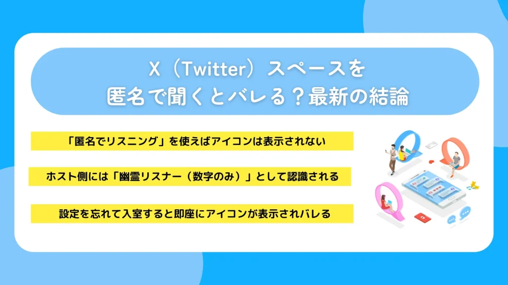 X（Twitter）スペースを匿名で聞くとバレる？最新の結論